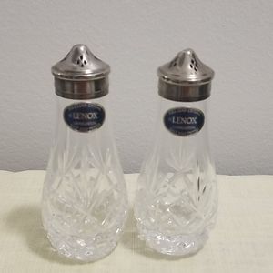 Vintage Lenox Crystal with Silver Top S & P